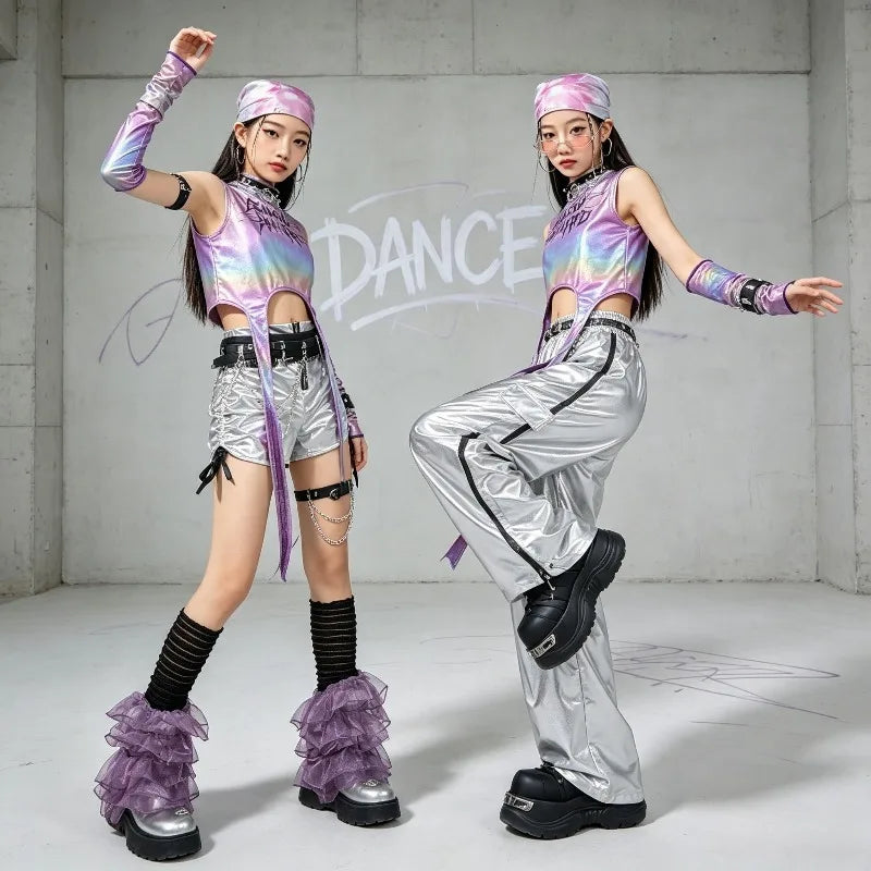 Girls' Hip Hop Crop Top & Cargo Pants Set – Kids Streetwear