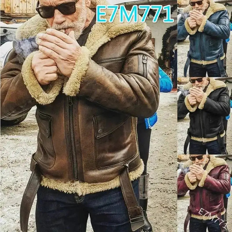 Men's Vintage PU Leather Zip Jacket