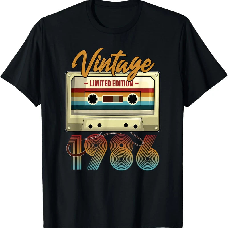Vintage 1986 Birthday Cassette Tape T-Shirt