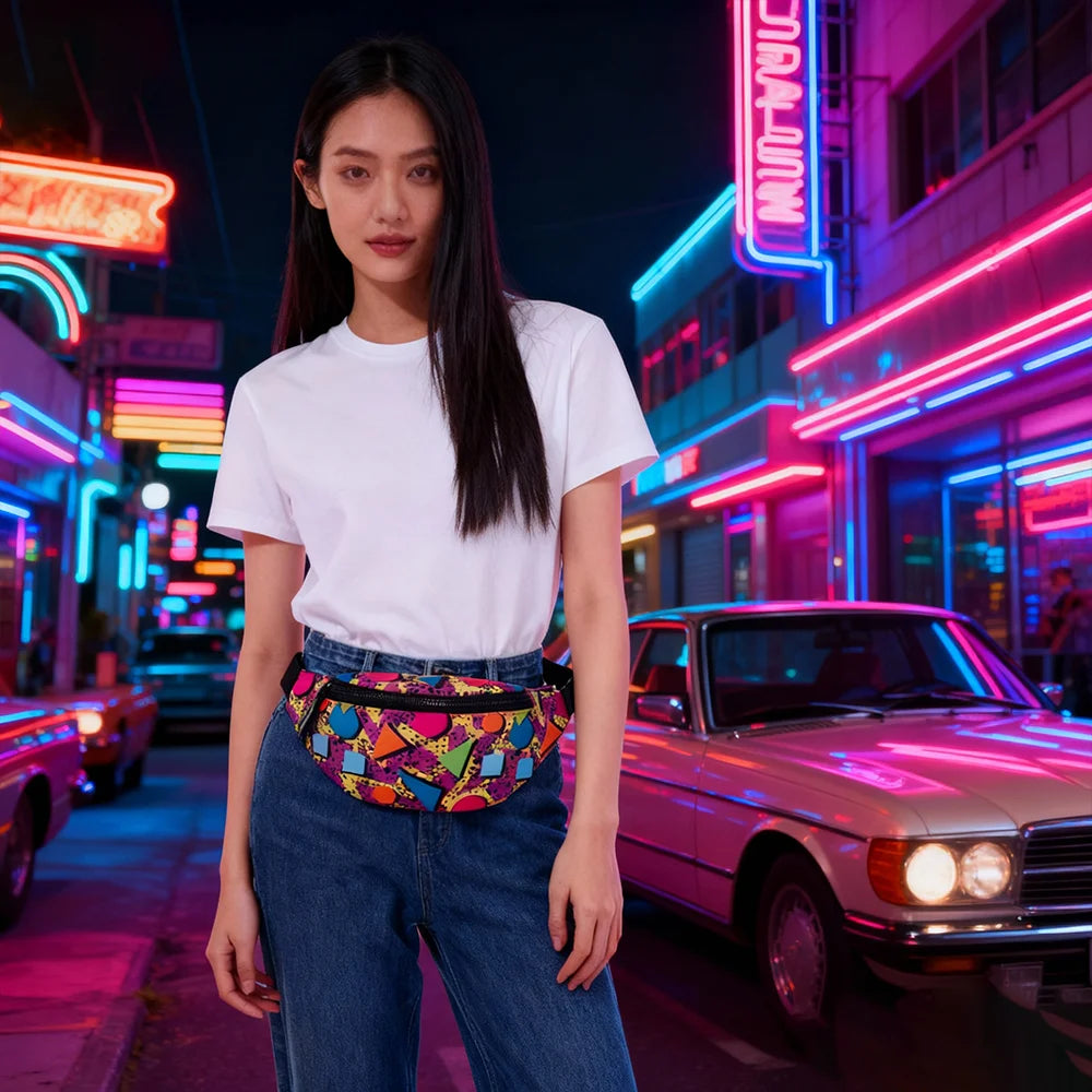Retro 80s Colorful Waist Bag – Unisex Fanny Pack