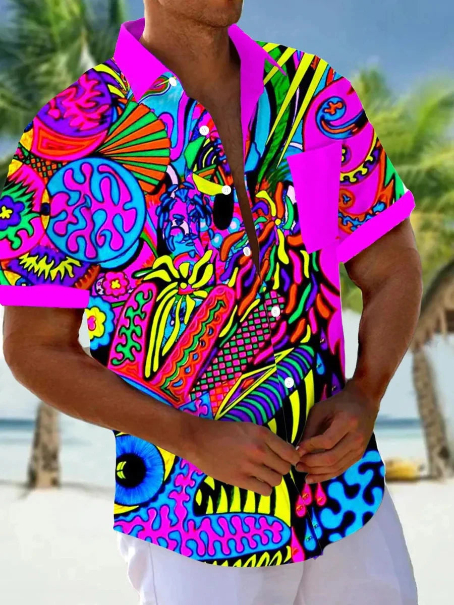 Men's Abstract Art Print Casual Shirt