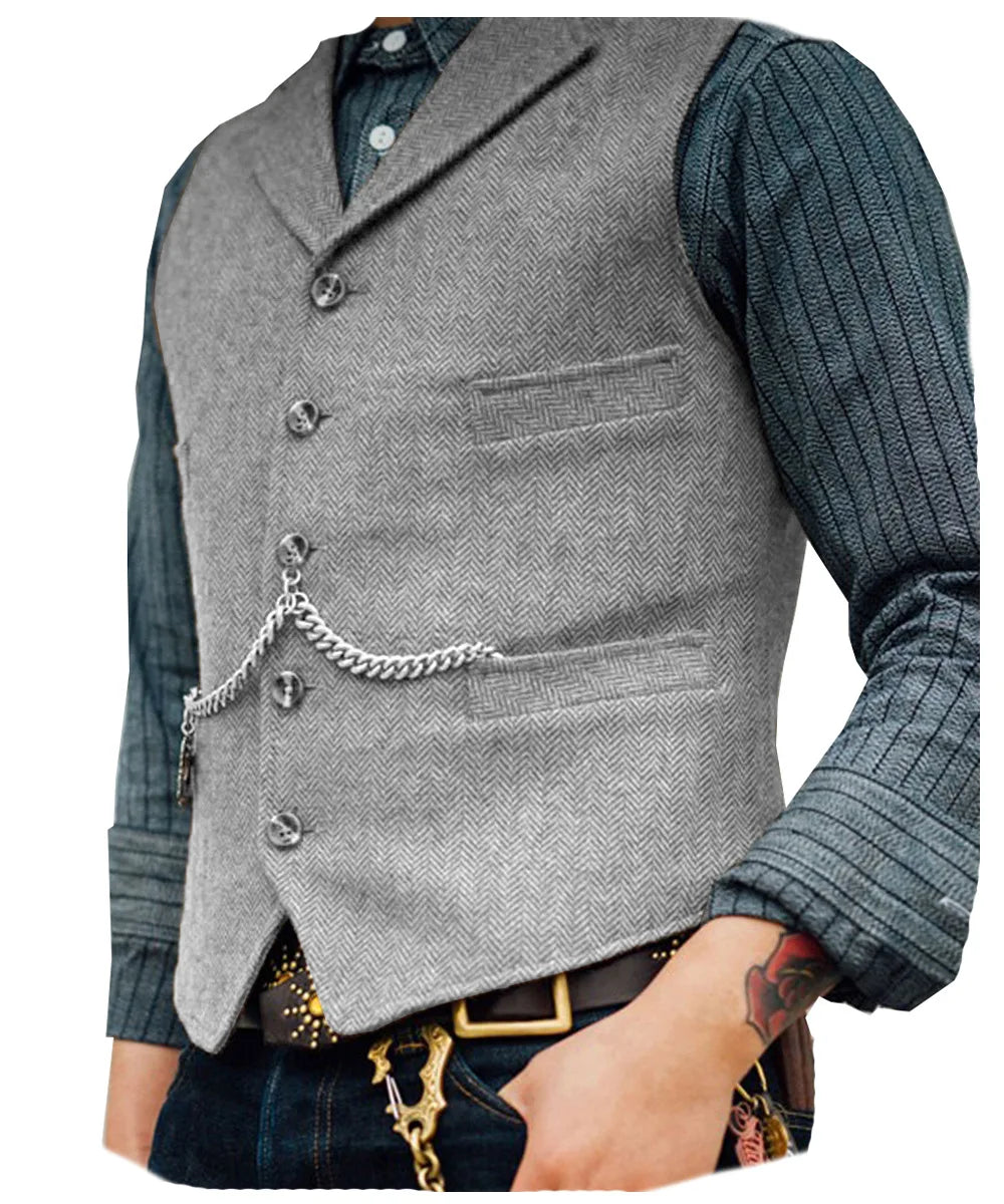 Men's Wool Tweed Waistcoat – Wedding Vest