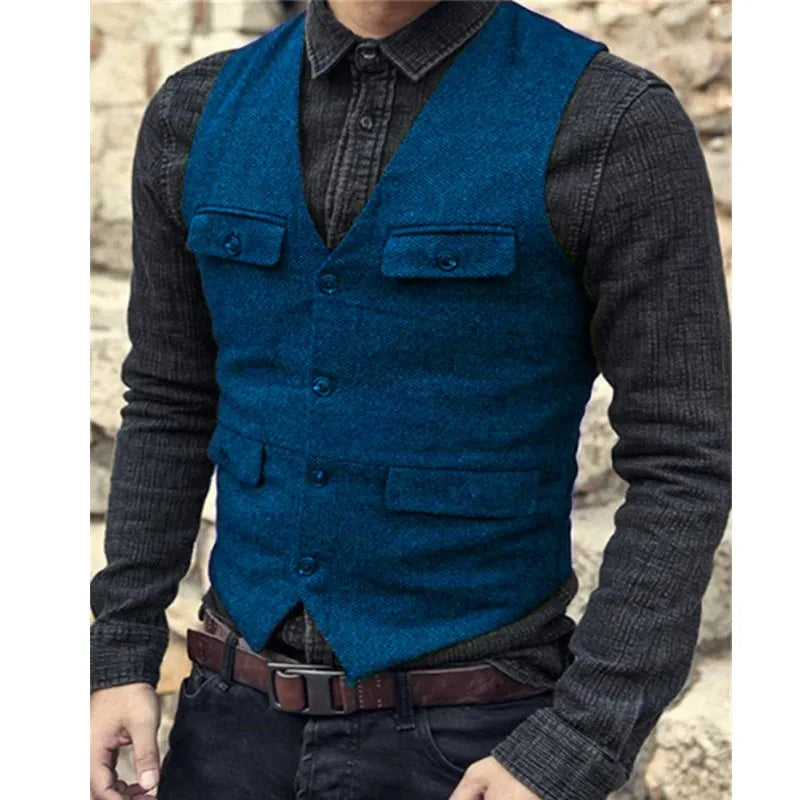 Men's Steampunk Wool Tweed Waistcoat