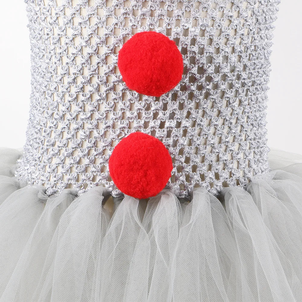 Kids' Grey Clown Halloween Costume Dress