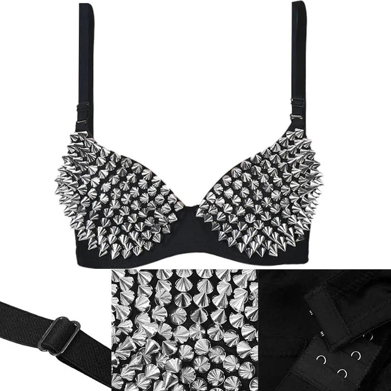 Women's Punk Rivet Lingerie Bra