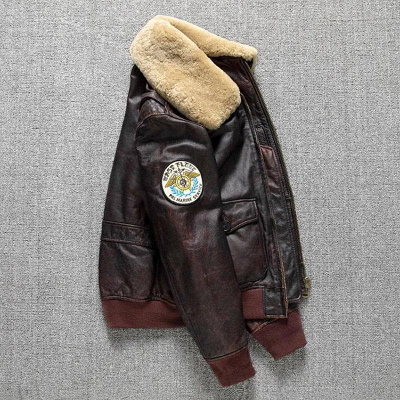Men's Air Force Flight Jacket – Fur Collar Leather Coat