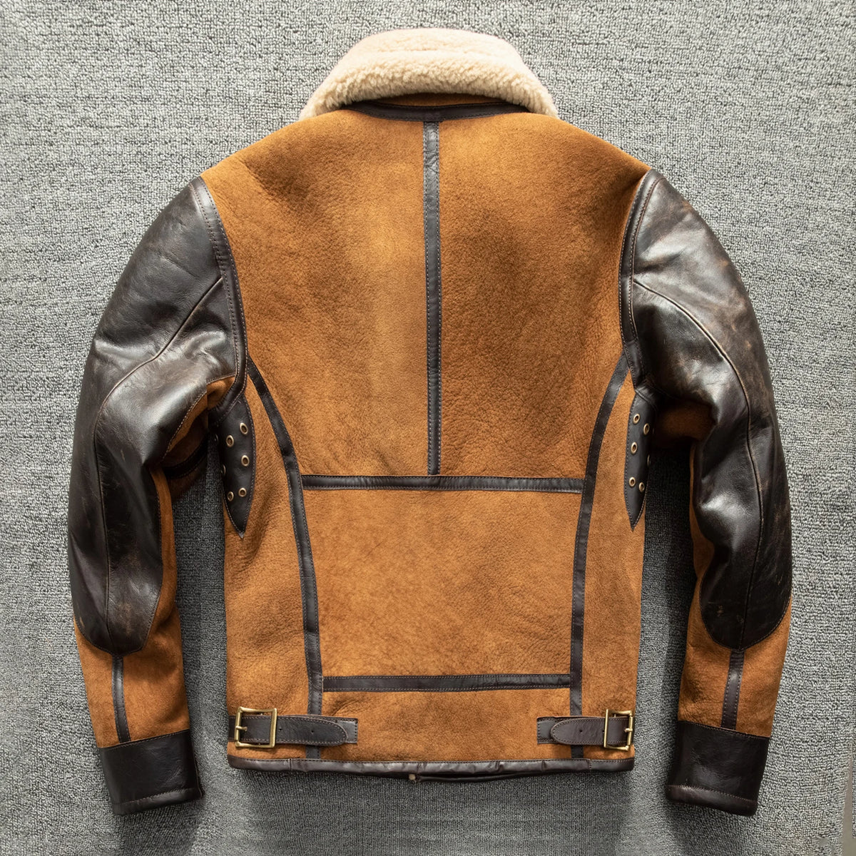 Men's Brown Shearling Winter Jacket – Plus Size 5XL
