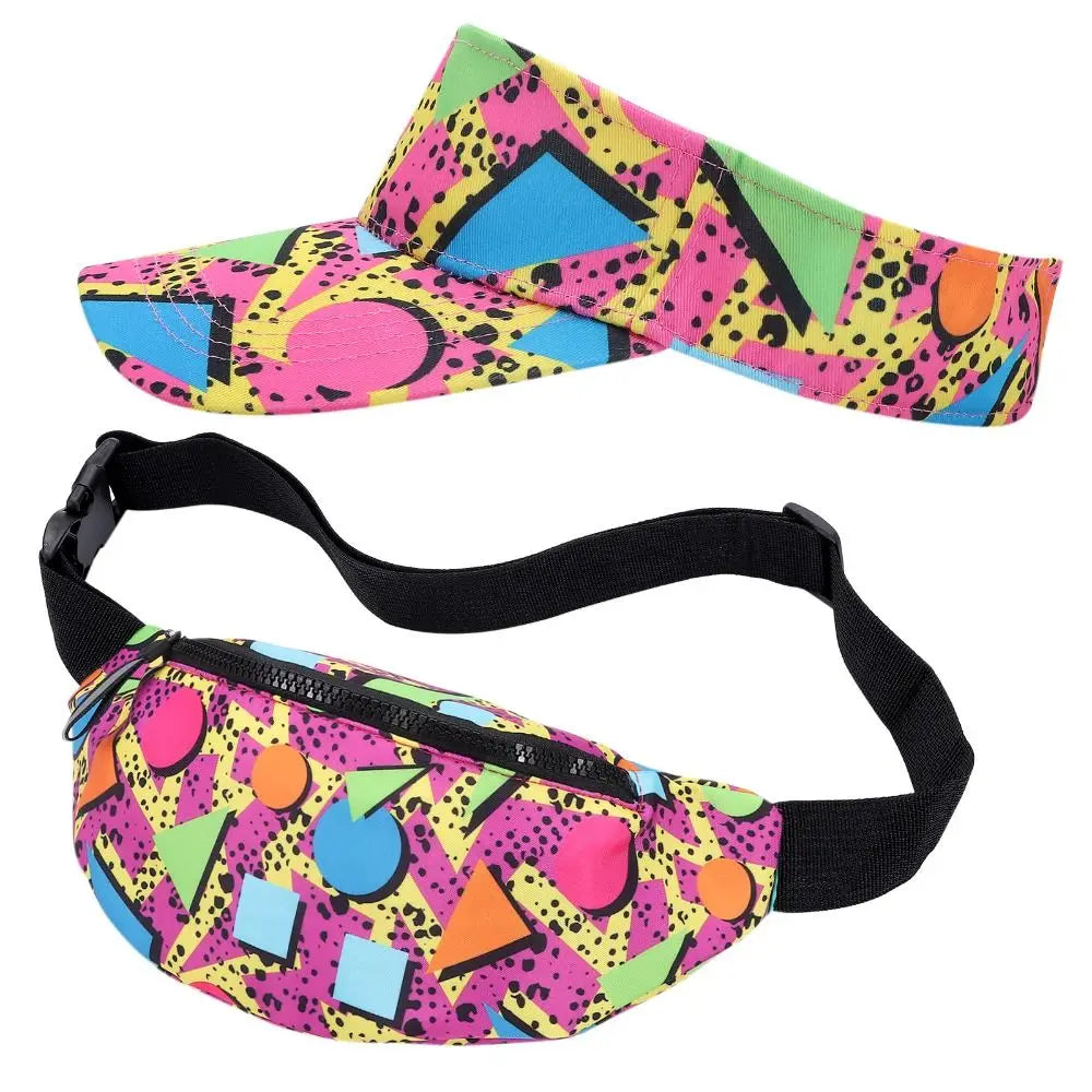 80s 90s Colorful Fanny Pack – Soft Cotton Waist Bag