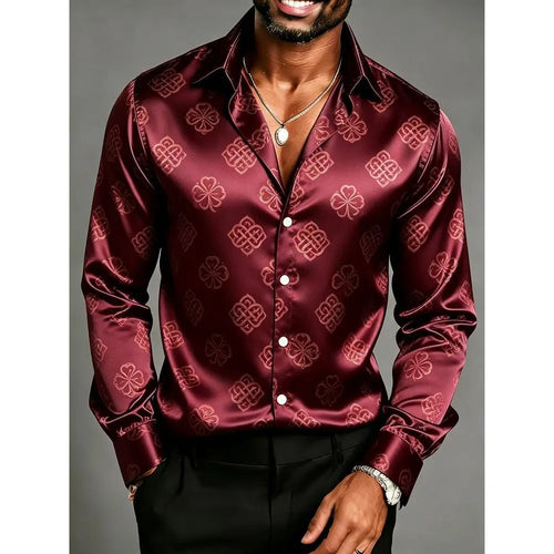 Men's Satin Baroque Shirt – Bold European Lapel Design