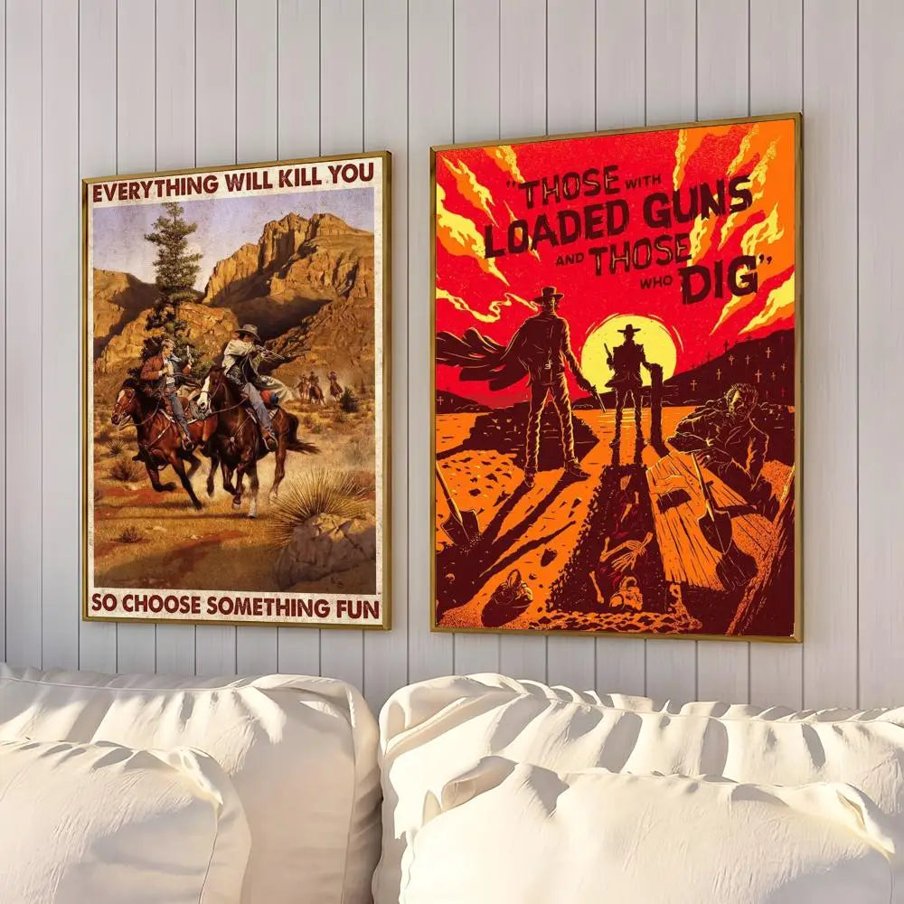 Western Cowboy Retro Poster – Wall Decor
