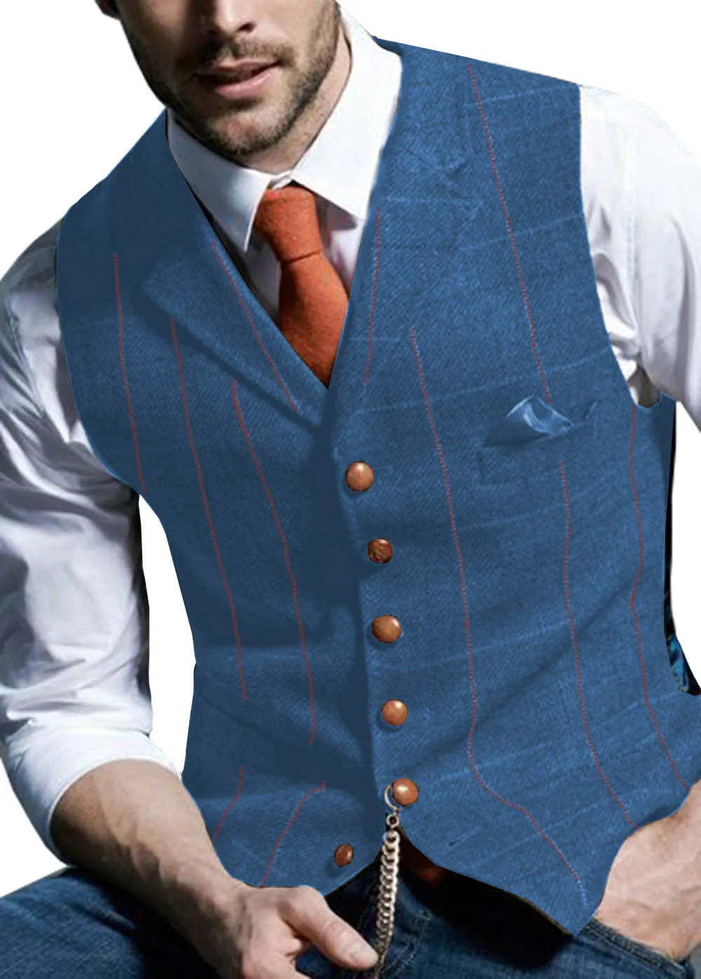 Men's Tweed Waistcoat – Striped Wedding Vest
