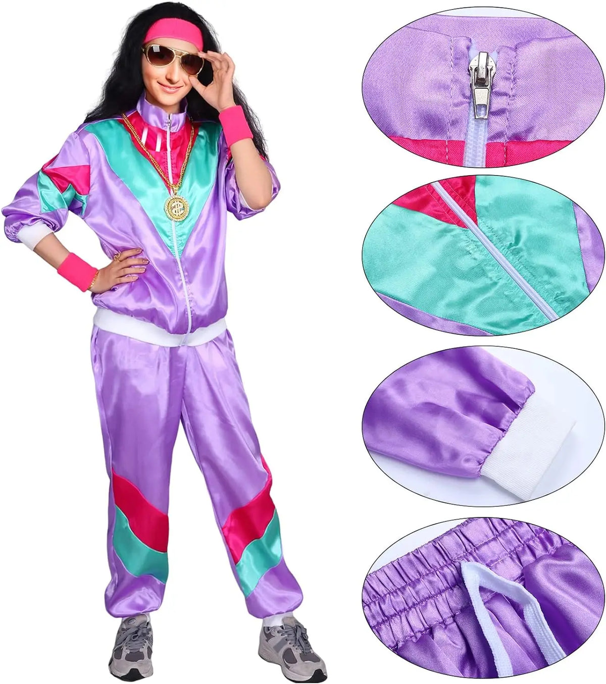 Model wearing 80s retro hip hop tracksuit set