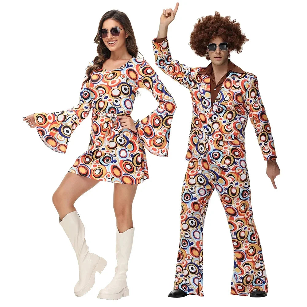 Unisex 70s 80s Disco Hippie Costume