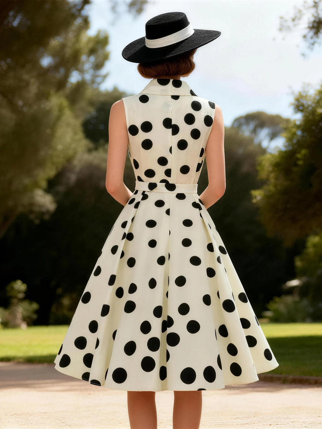 Women's Polka Dot Belted Summer Dress