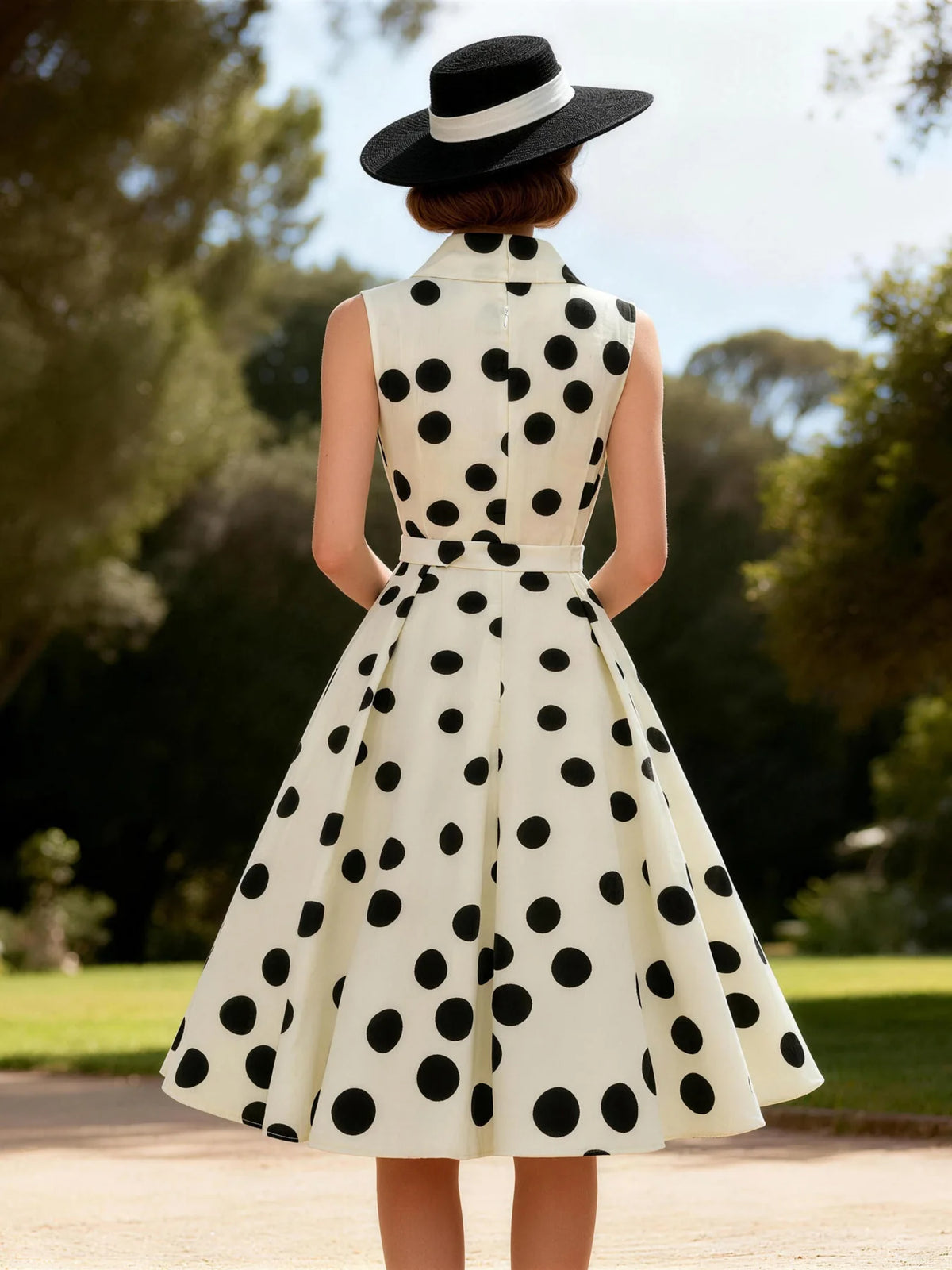 Women's Polka Dot Belted Summer Dress