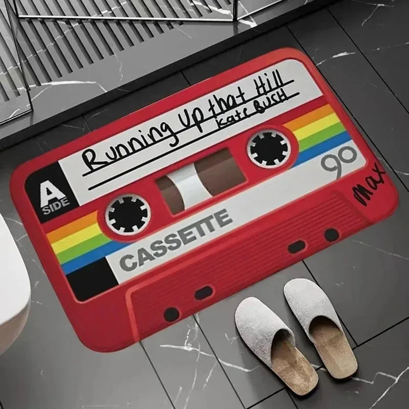 Retro Cassette Tape Rug – Music-Themed Door Mat