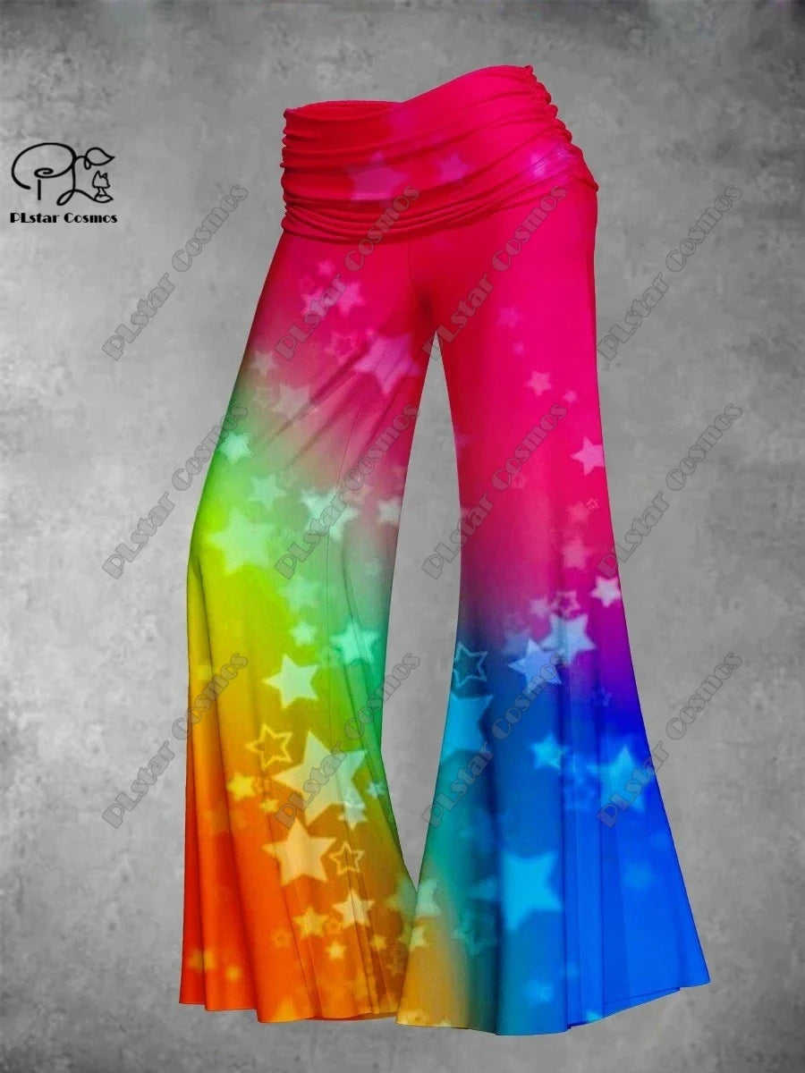 Women's Gradient Print Wide-Leg Pants