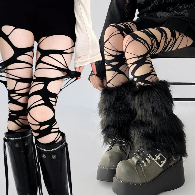 Women's Punk Fishnet Tights – Gothic Y2K Style
