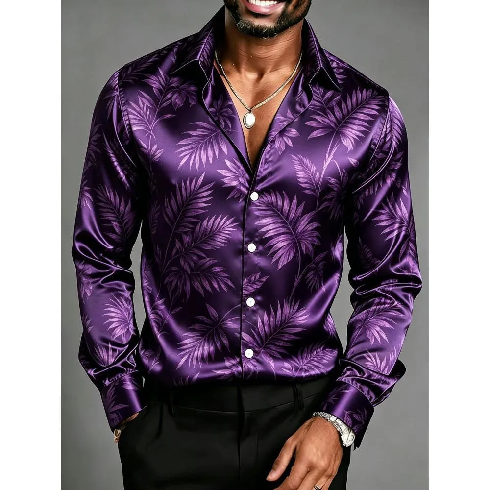 Men's Satin Baroque Shirt – Bold European Lapel Design