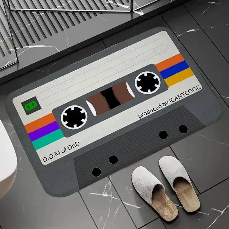 Retro Cassette Tape Rug – Music-Themed Door Mat