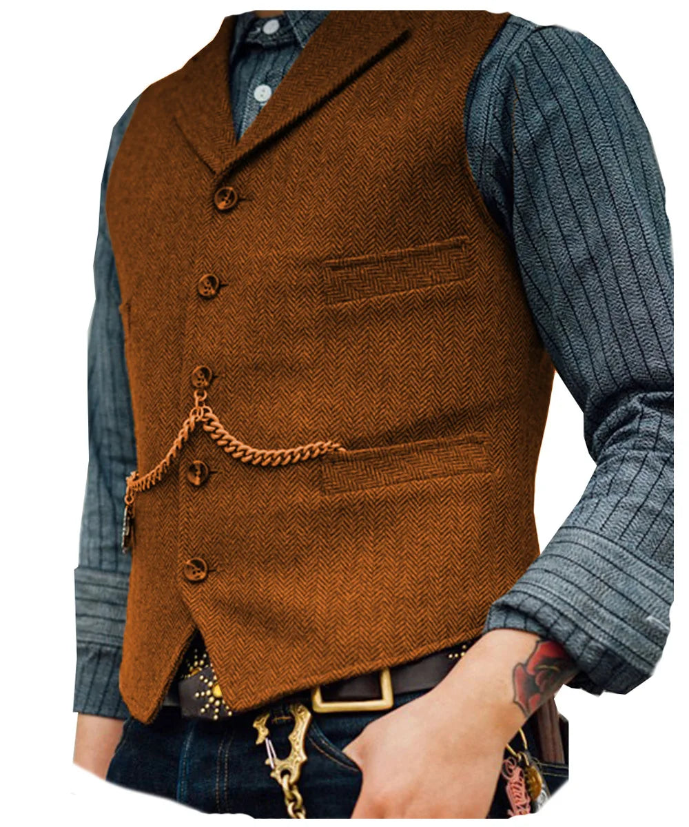 Men's Wool Tweed Waistcoat – Wedding Vest
