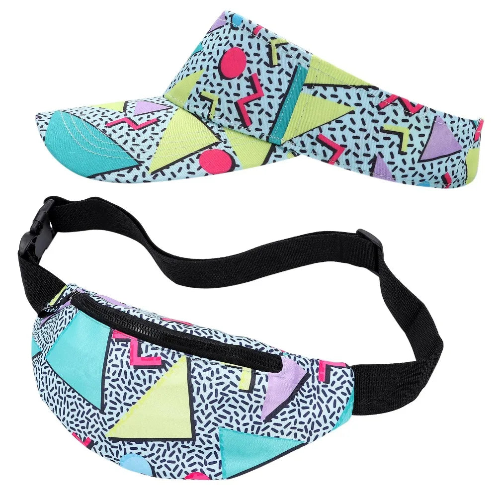 80s 90s Colorful Fanny Pack – Soft Cotton Waist Bag