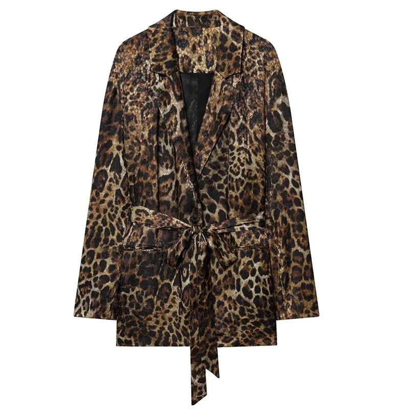 Leopard Print Power Suit – Women's Blazer & High-Waist Pants
