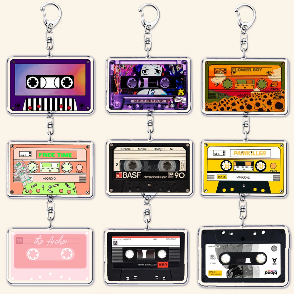 80s Cassette Tape Keychain – Retro Music Gift