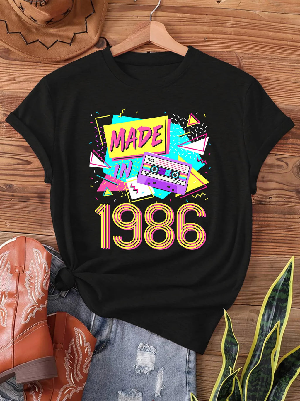 Vintage 1986 Cassette Tape Graphic T-Shirt