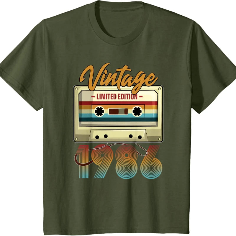 Vintage 1986 Birthday Cassette Tape T-Shirt