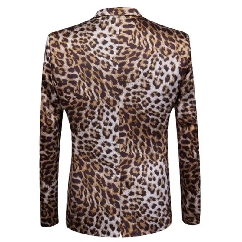 Men's Leopard Print Blazer Suit Set