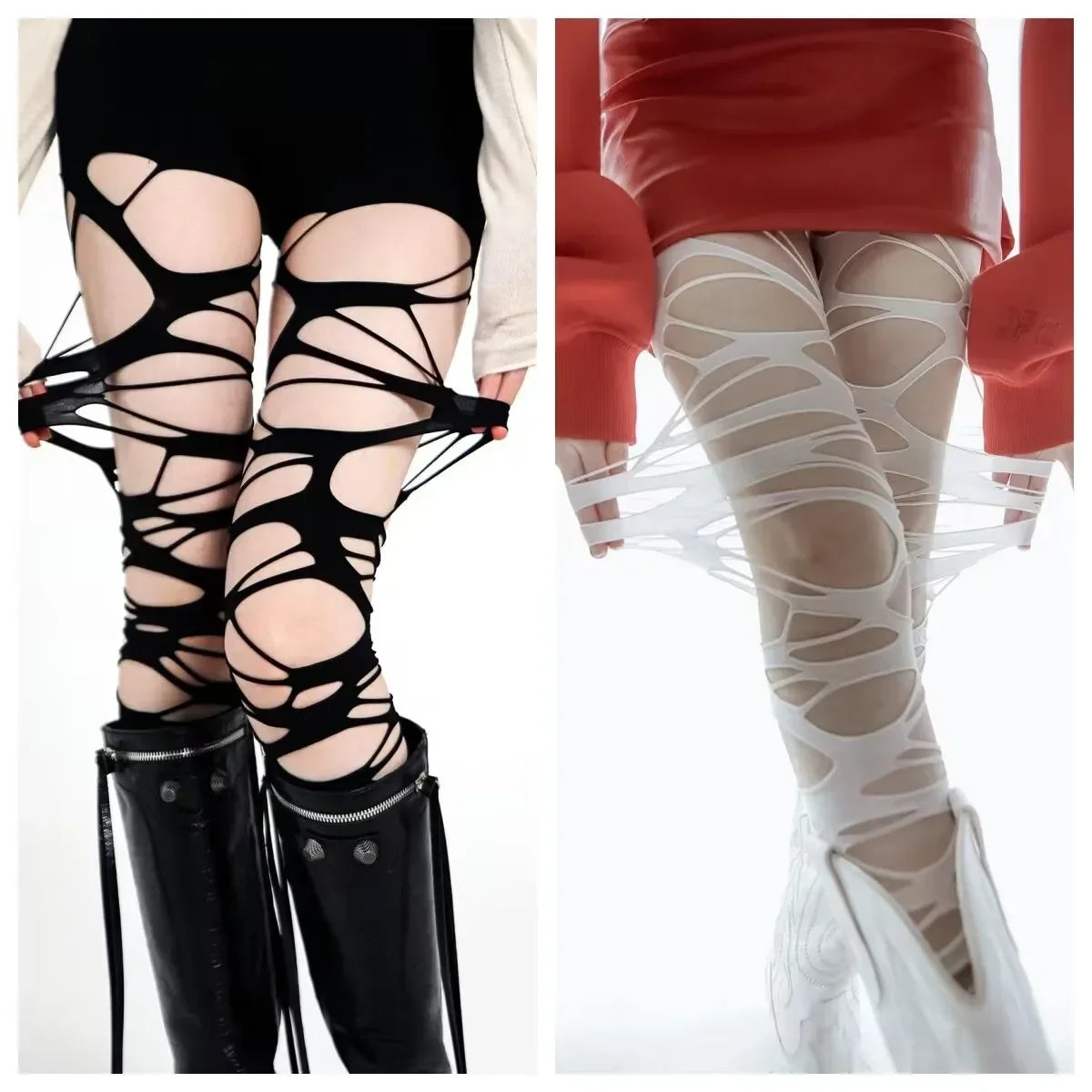 Women's Punk Fishnet Tights – Gothic Y2K Style