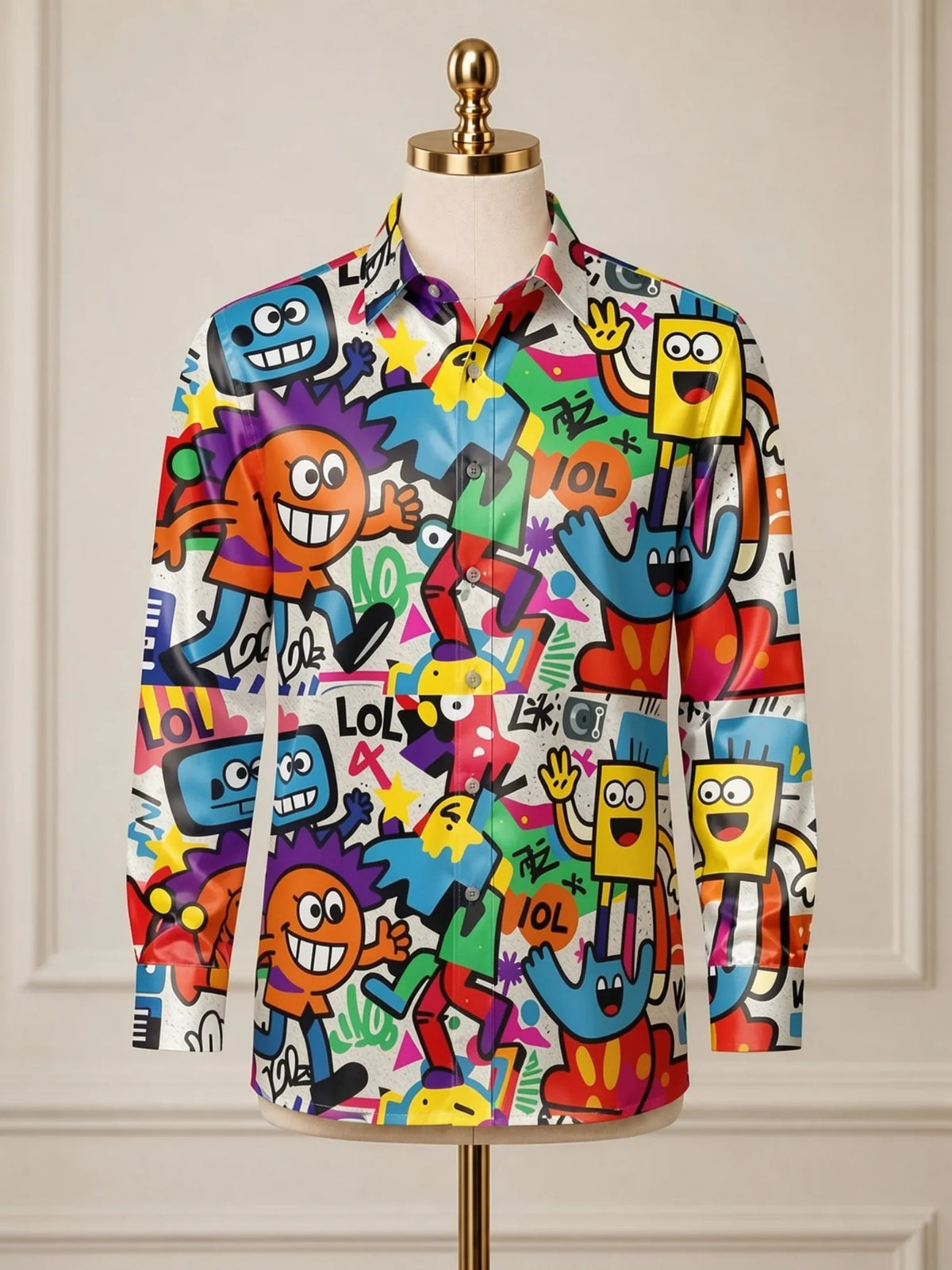 Men's Satin Long-Sleeve Dress Shirt