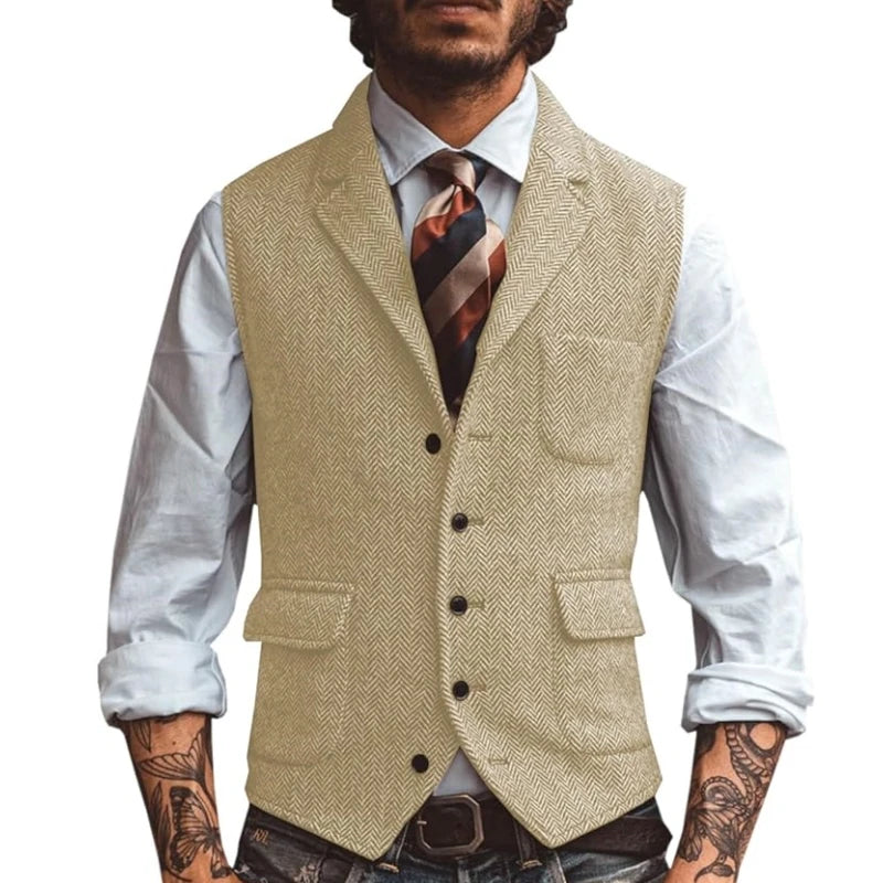 Men's Brown Herringbone Waistcoat