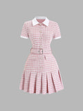 Women's Checkered Plaid Mini Dress