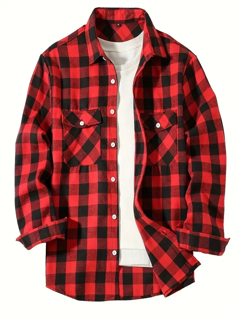 Men's Red Plaid Flannel Shirt