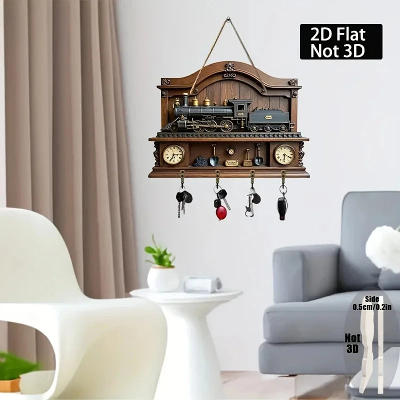 Retro Train Key Holder – Vintage Wall Decor