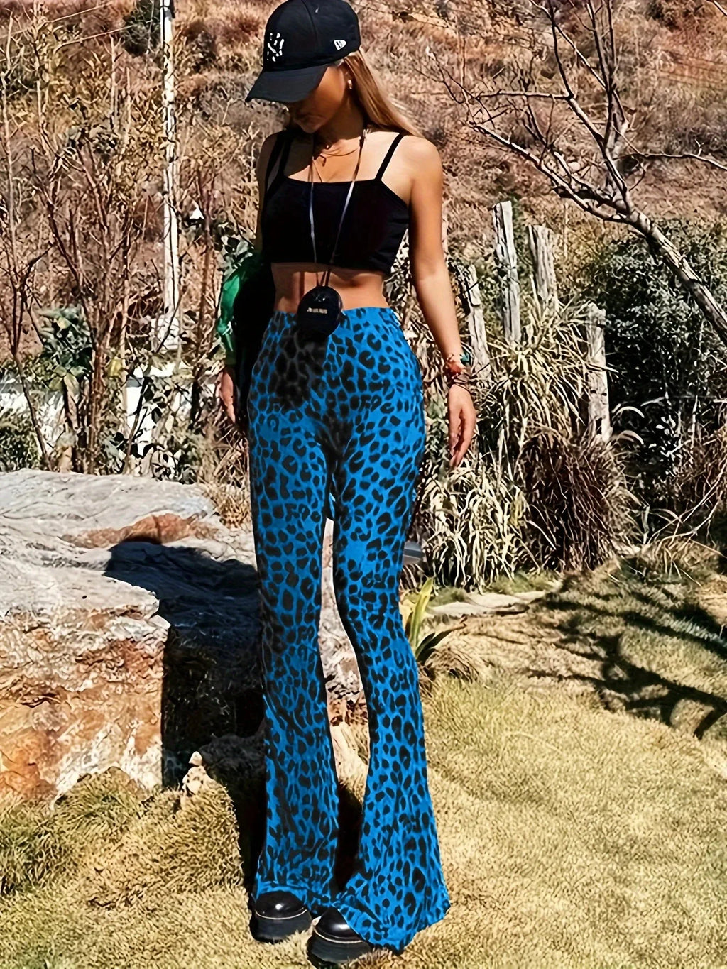 Women's Leopard Print Flare Pants