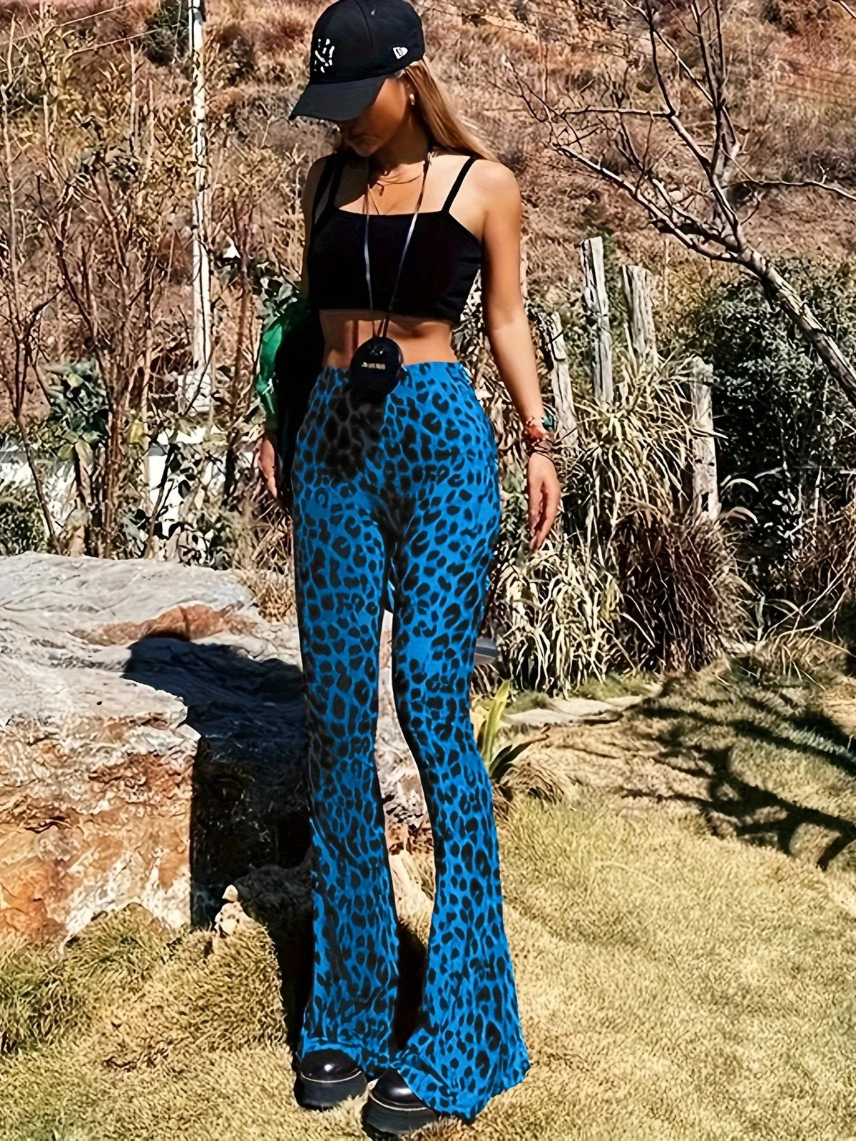 Women's Leopard Print Flare Pants