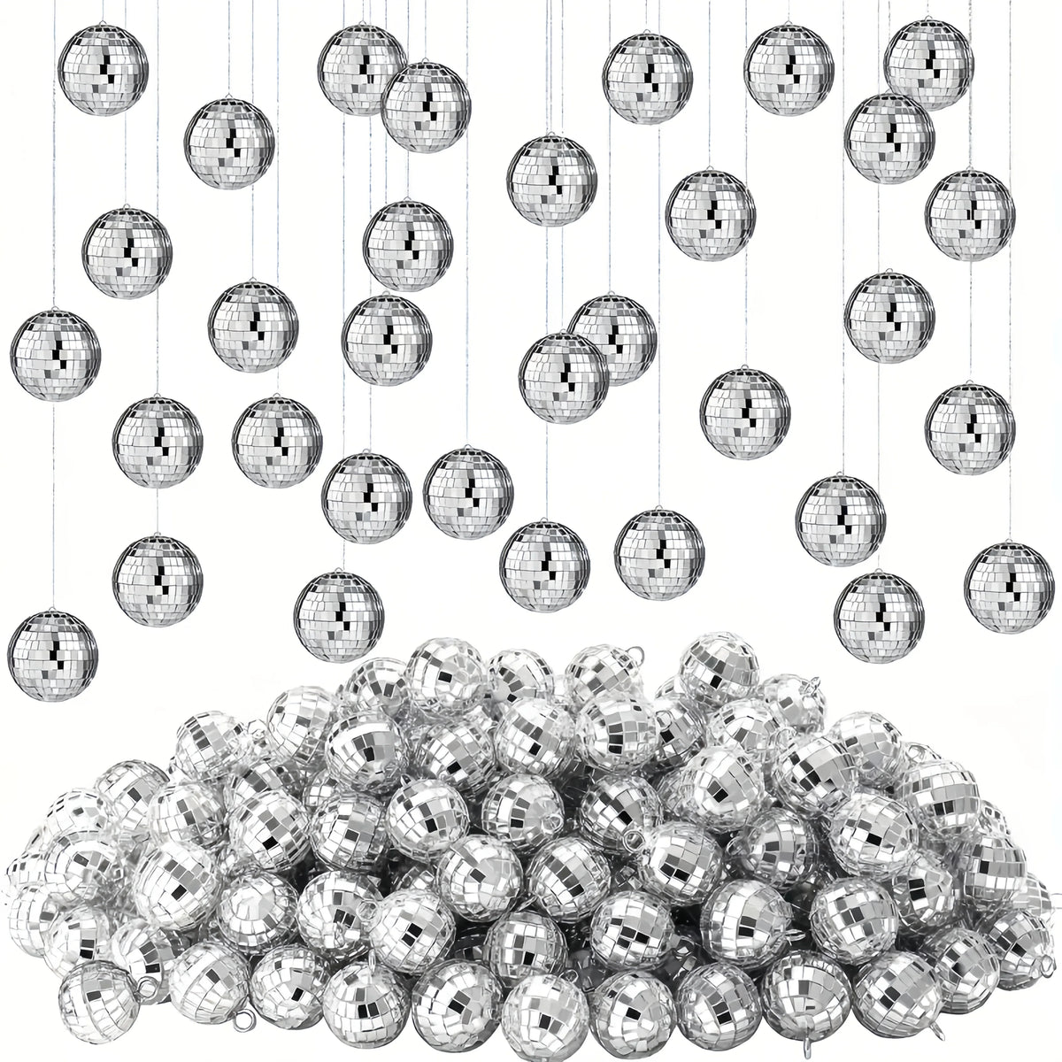 Mini Disco Mirror Ball Ornaments (12-Pack) – 70s Party Decor
