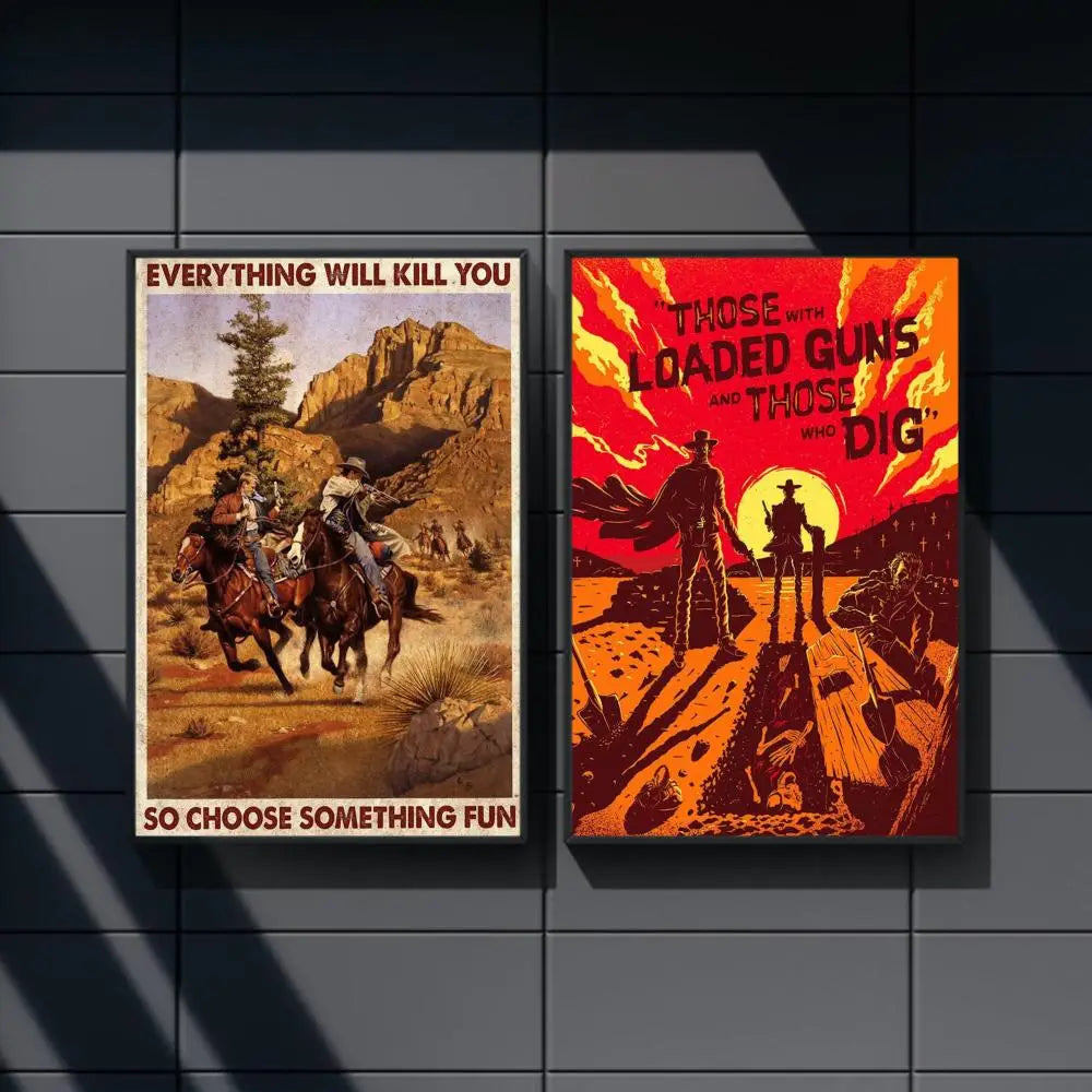 Western Cowboy Retro Poster – Wall Decor