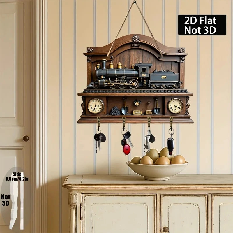 Retro Train Key Holder – Vintage Wall Decor