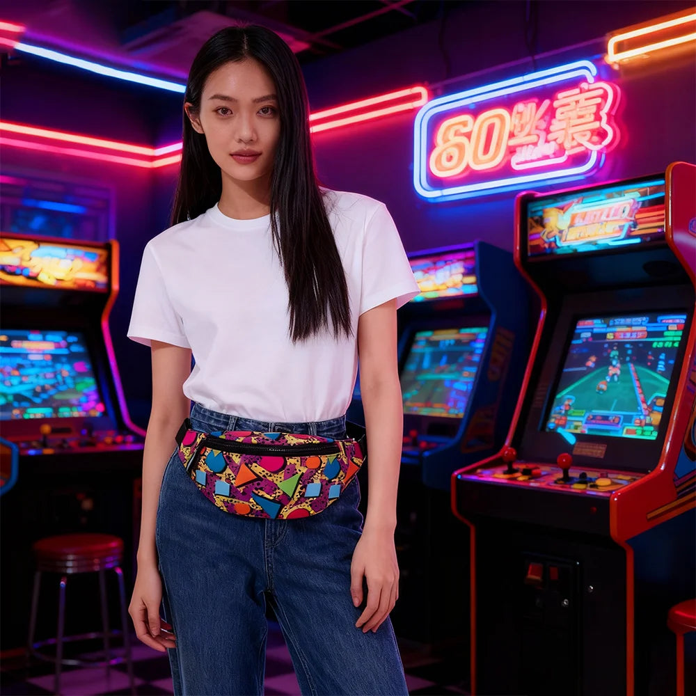 Retro 80s Colorful Waist Bag – Unisex Fanny Pack