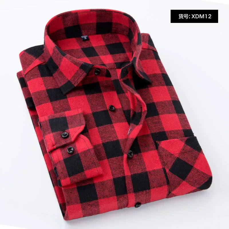 Men's Red Checkered Flannel Shirt
