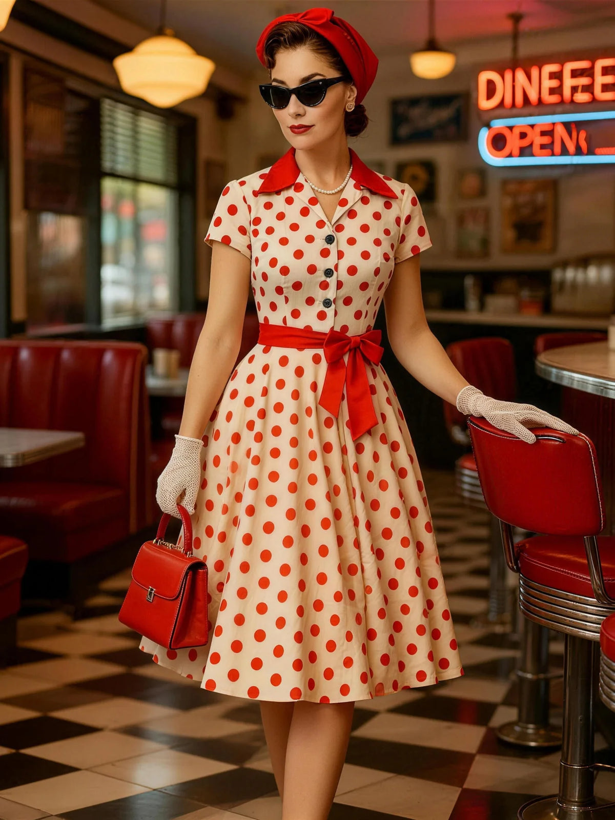 Women's Polka Dot 50s Party Dress