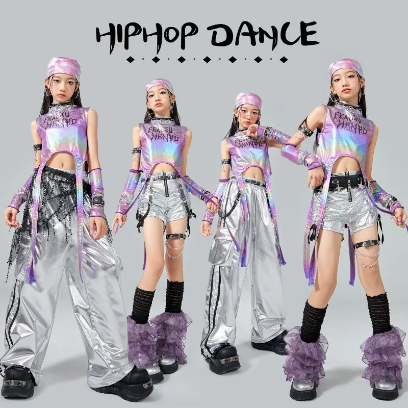 Girls' Hip Hop Crop Top & Cargo Pants Set – Kids Streetwear