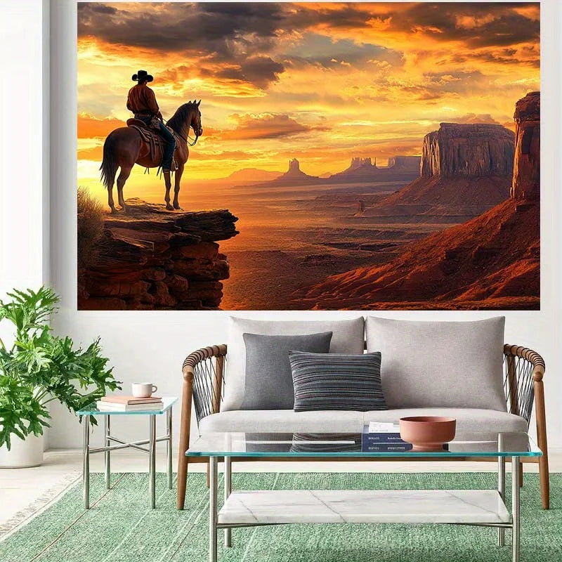 Wild West Sunset Wall Mural – Cowboy Monument Valley Backdrop