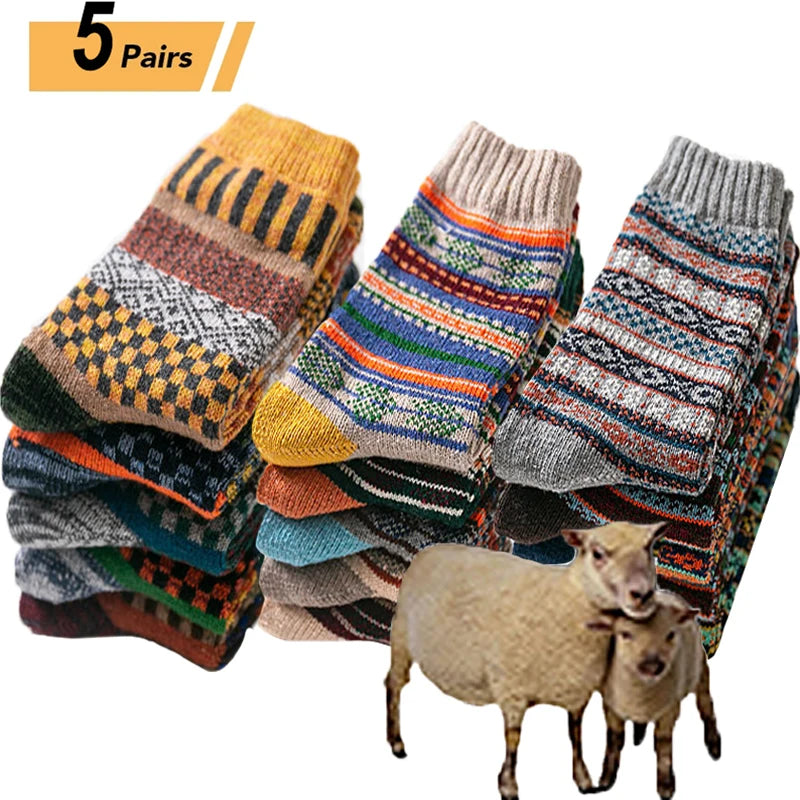 Men's Harajuku Wool Socks (5-Pack)