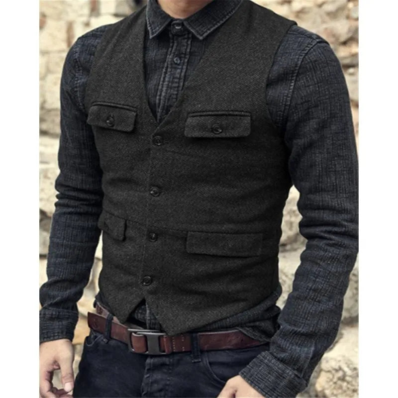 Men's Steampunk Wool Tweed Waistcoat