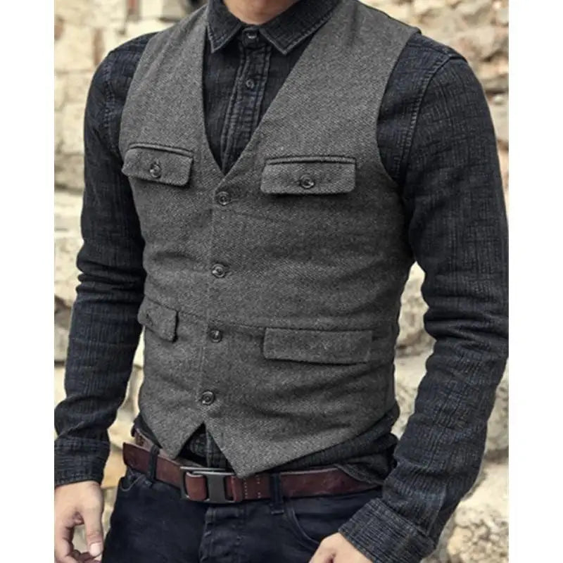 Men's Steampunk Wool Tweed Waistcoat